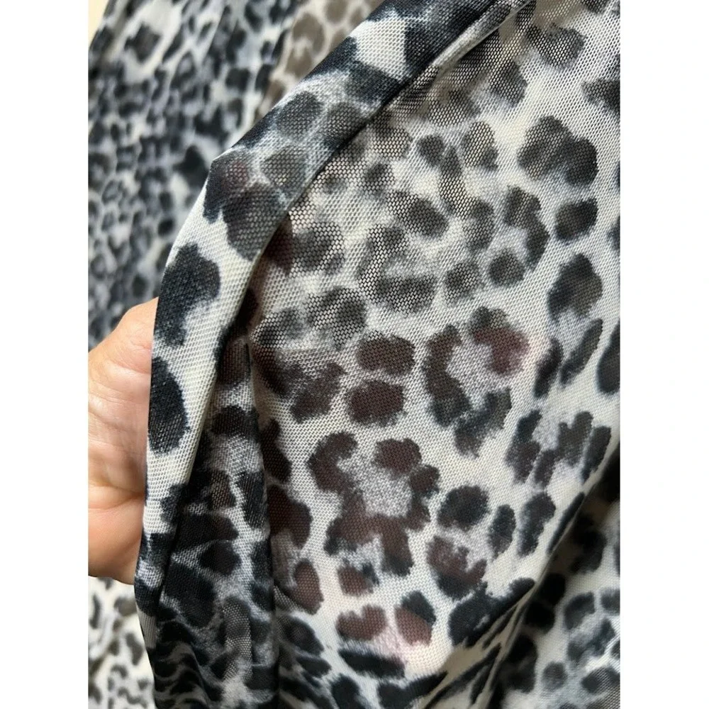 ODDI Womens Grey Leopard Print Mesh Duster Cardigan One Size T62997P Made in USA